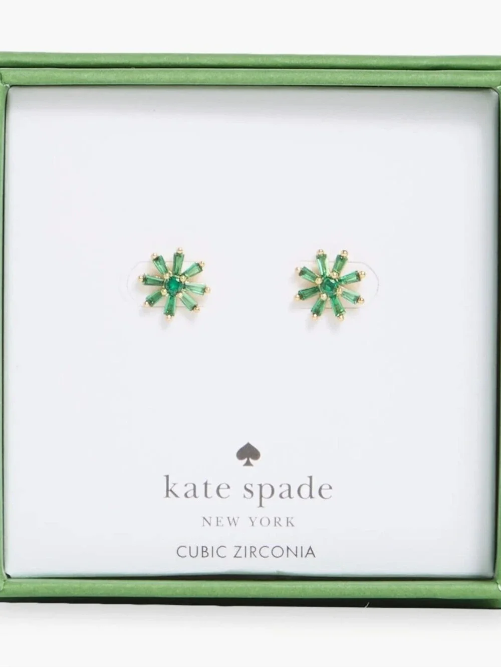 💚▪️kate spade▪️ gold-tone/ Emerald Green floral stud Mini Flower  earrings